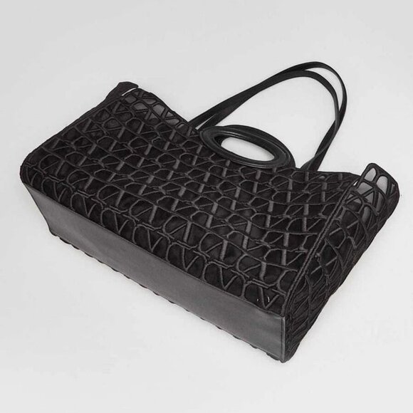 Valentino Black Mesh Fabric Le Troisieme Tote Bag - Picture 3 of 10
